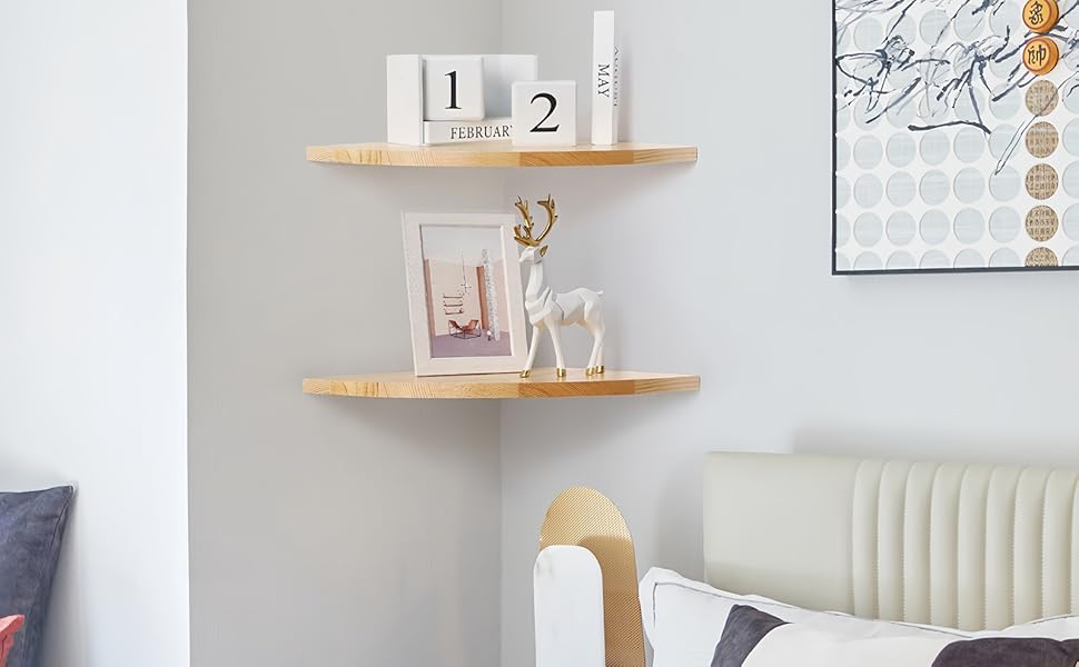 Rustic Wooden Corner Wall Shelves for Space Optimization